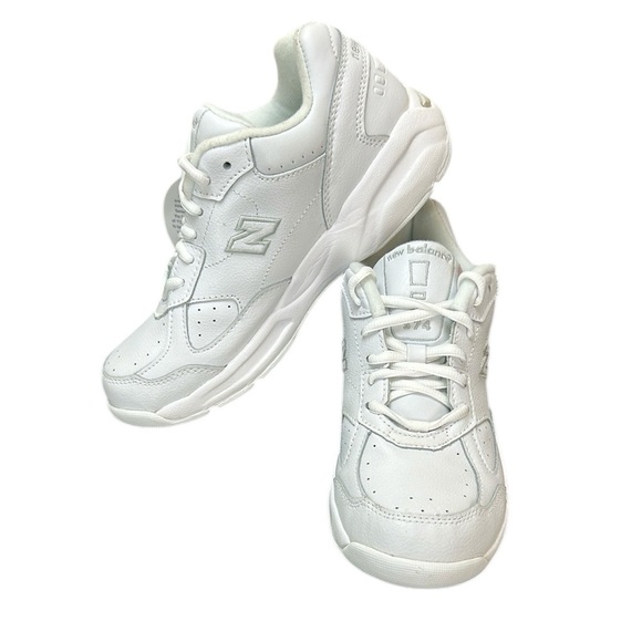 New Balance White Leather Walking Sneakers 7 M WW574WT Breast Cancer Awareness - Picture 1 of 16